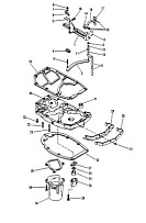 Рычаг переключения передач и выпускная пластина 2-Х ТАКТНОГО ПЛМ MERCURY 50EO Серийный номер от 7208333 до 0A721307