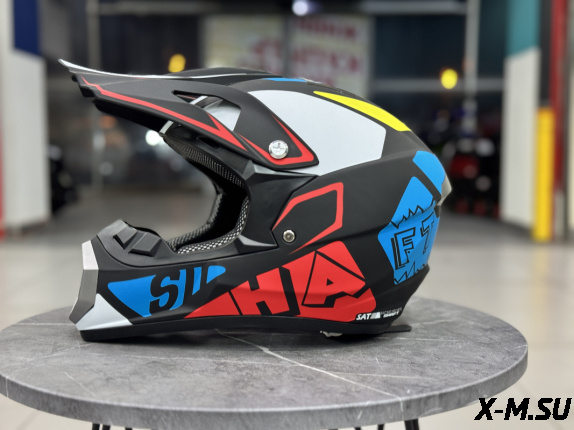 Шлем кроссовый HETOSHI XD1-3 цв. Черно-бело-красно-голубой F 7  р. XL  